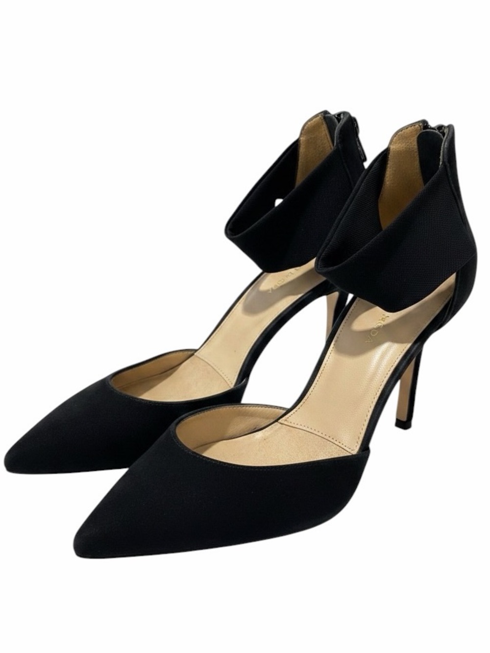 Pelle Moda🦋D'Orsay Pointy Kitten Heels🦋Mesh Ankle Strap🦋Brand New🦋Navy Suede🦋